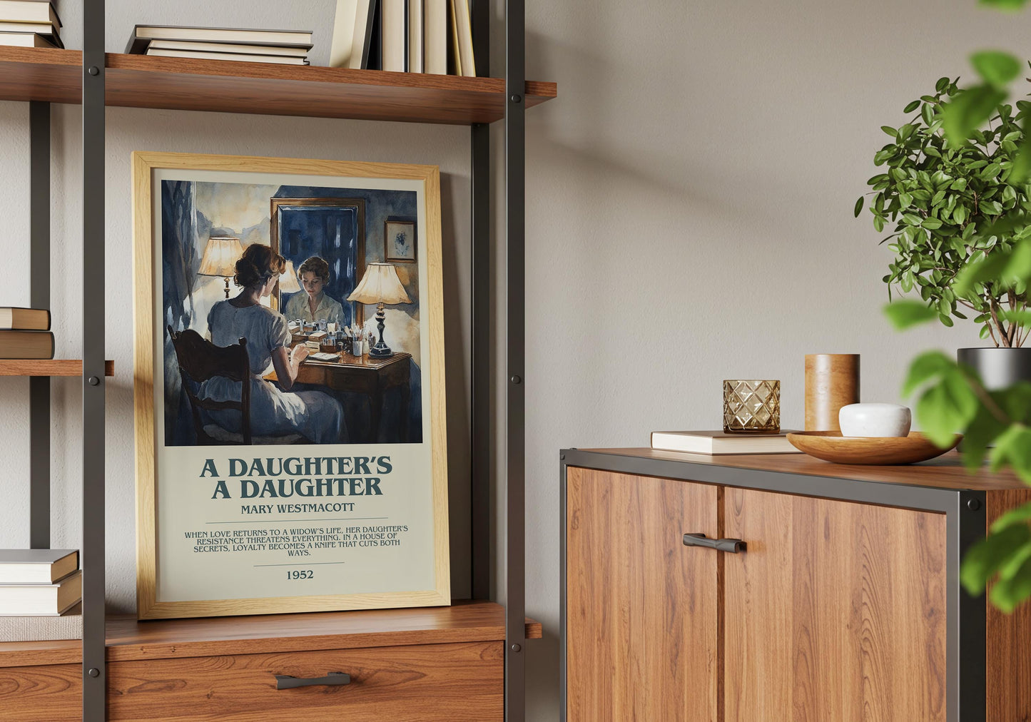 A Daughters A Daughter by Mary Westmacott Descriptive Poster Print. Free Delivery Wall Art Author & Blurb Book Artwork Novel