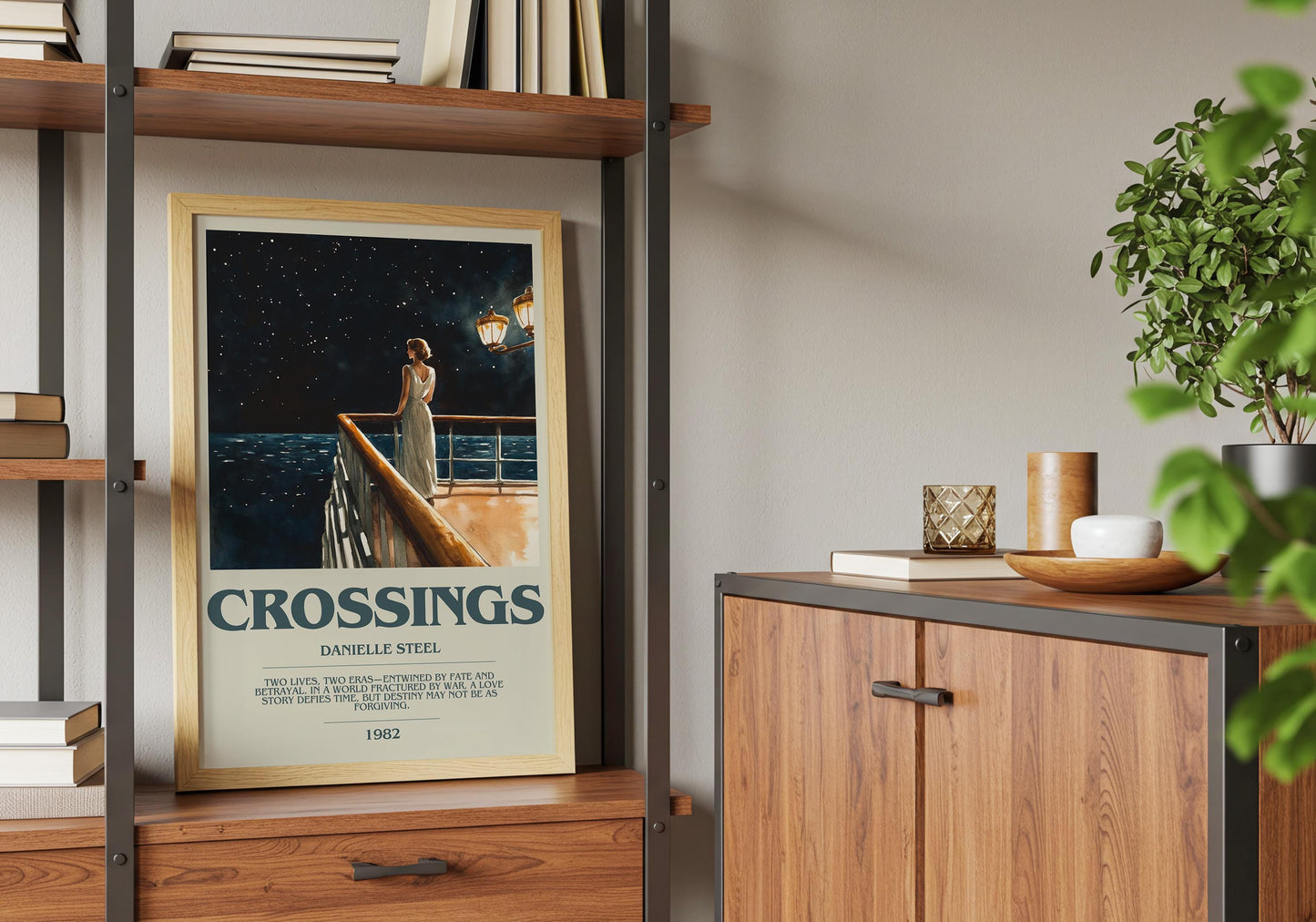 Crossings by Danielle Steel Descriptive Poster Print. Free Delivery Wall Art Author & Blurb Book Artwork Novel