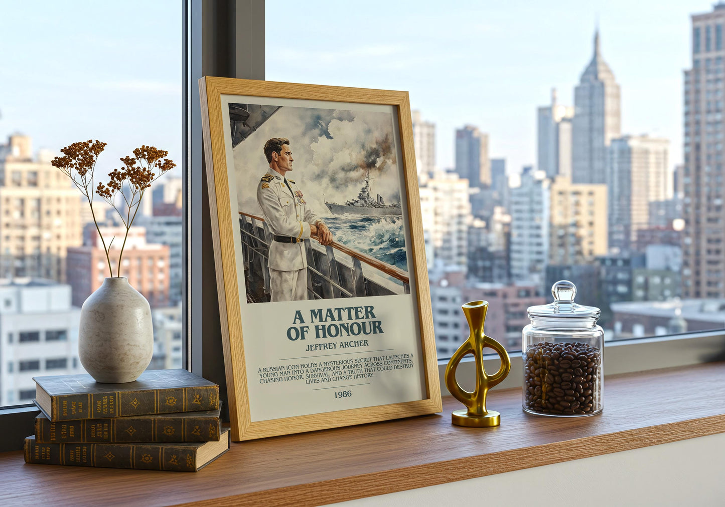 A Matter Of Honour by Jeffrey Archer Descriptive Poster Print. Free Delivery Wall Art Author & Blurb Book Artwork Novel
