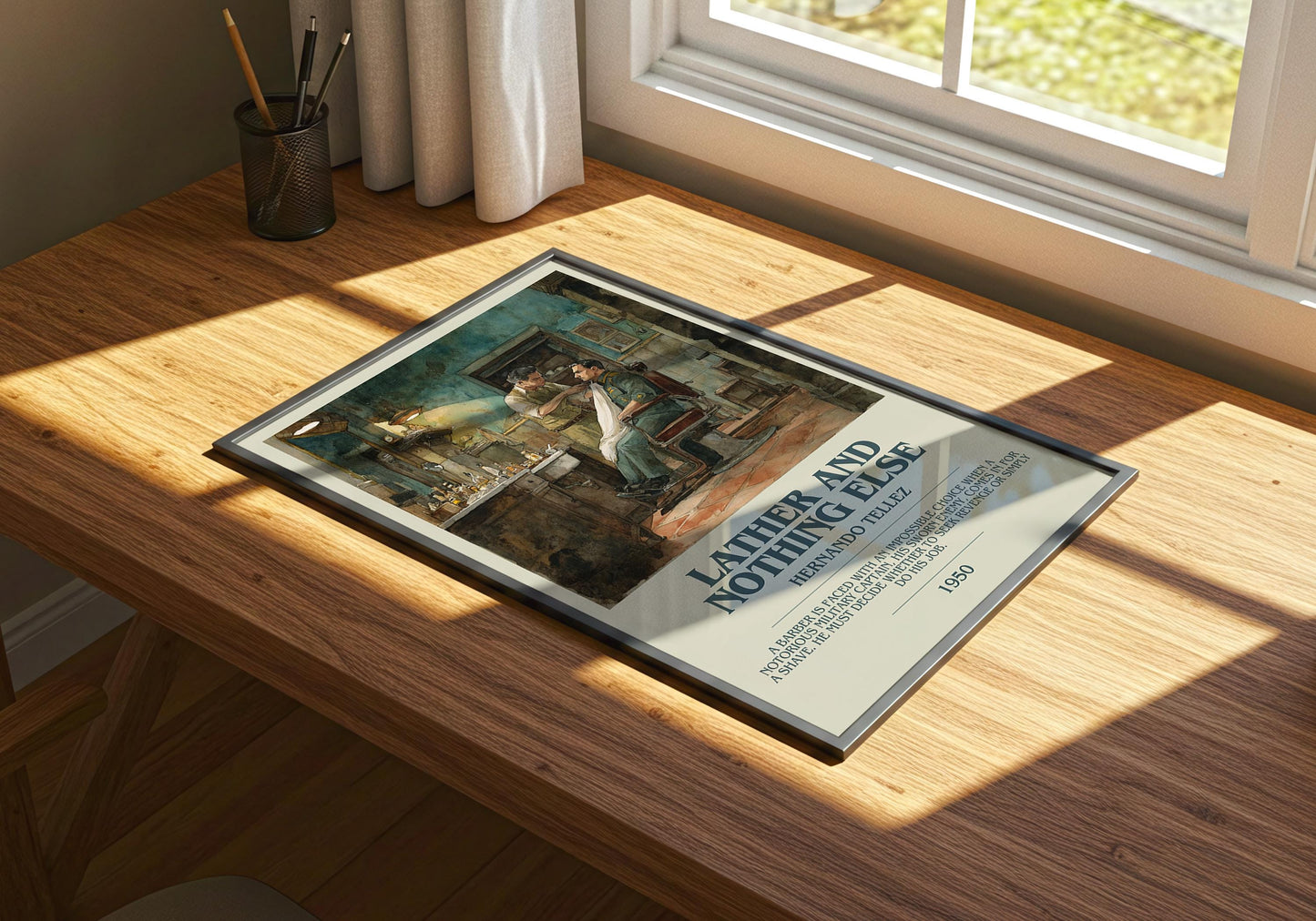 Lather and Nothing Else by Hernando Tellez | Descriptive Book Poster | Modern