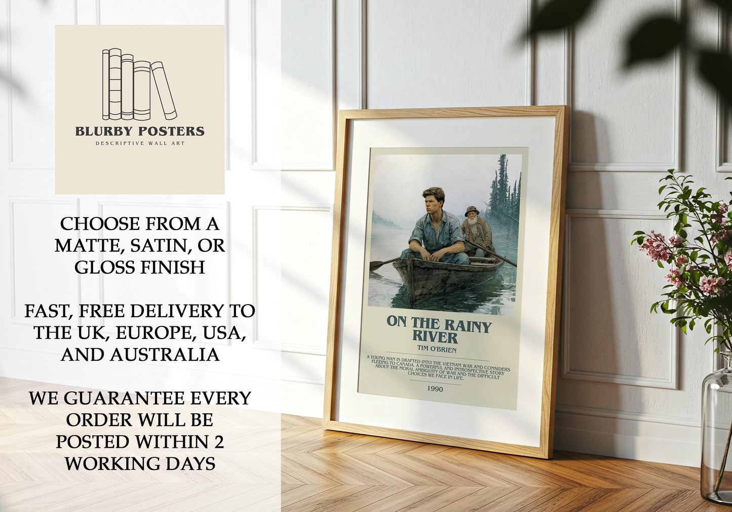 On The Rainy River by Tim O'Brien | Descriptive Book Poster | Modern