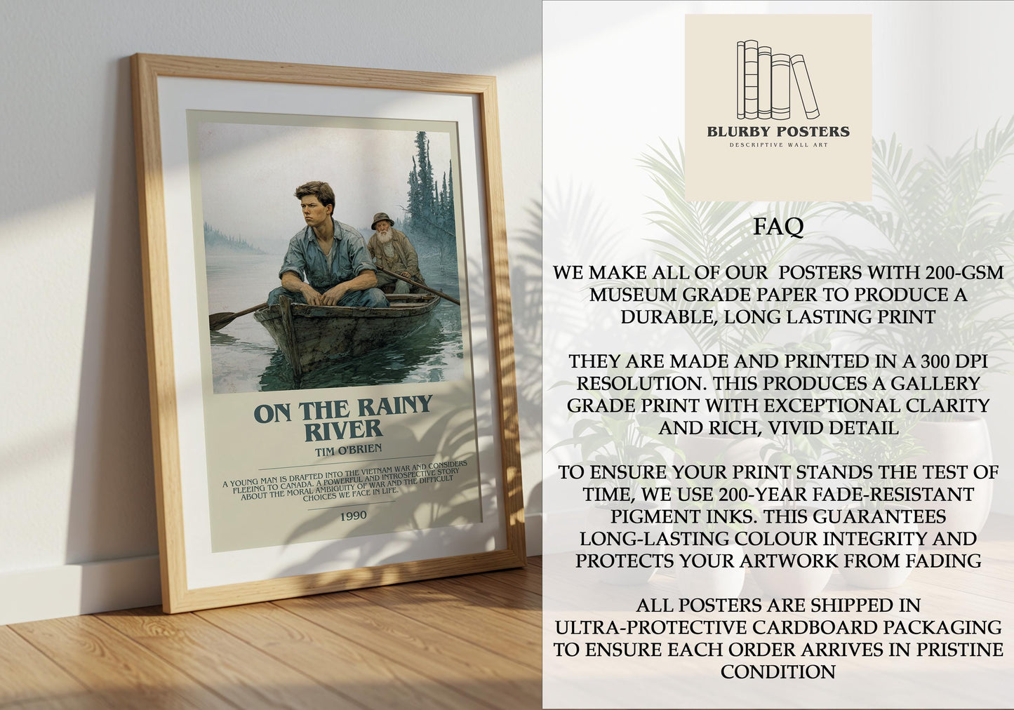 On The Rainy River by Tim O'Brien | Descriptive Book Poster | Modern