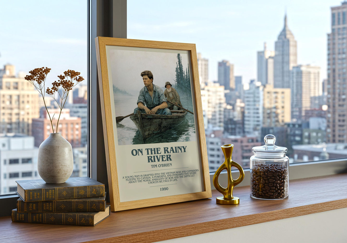 On The Rainy River by Tim O'Brien | Descriptive Book Poster | Modern