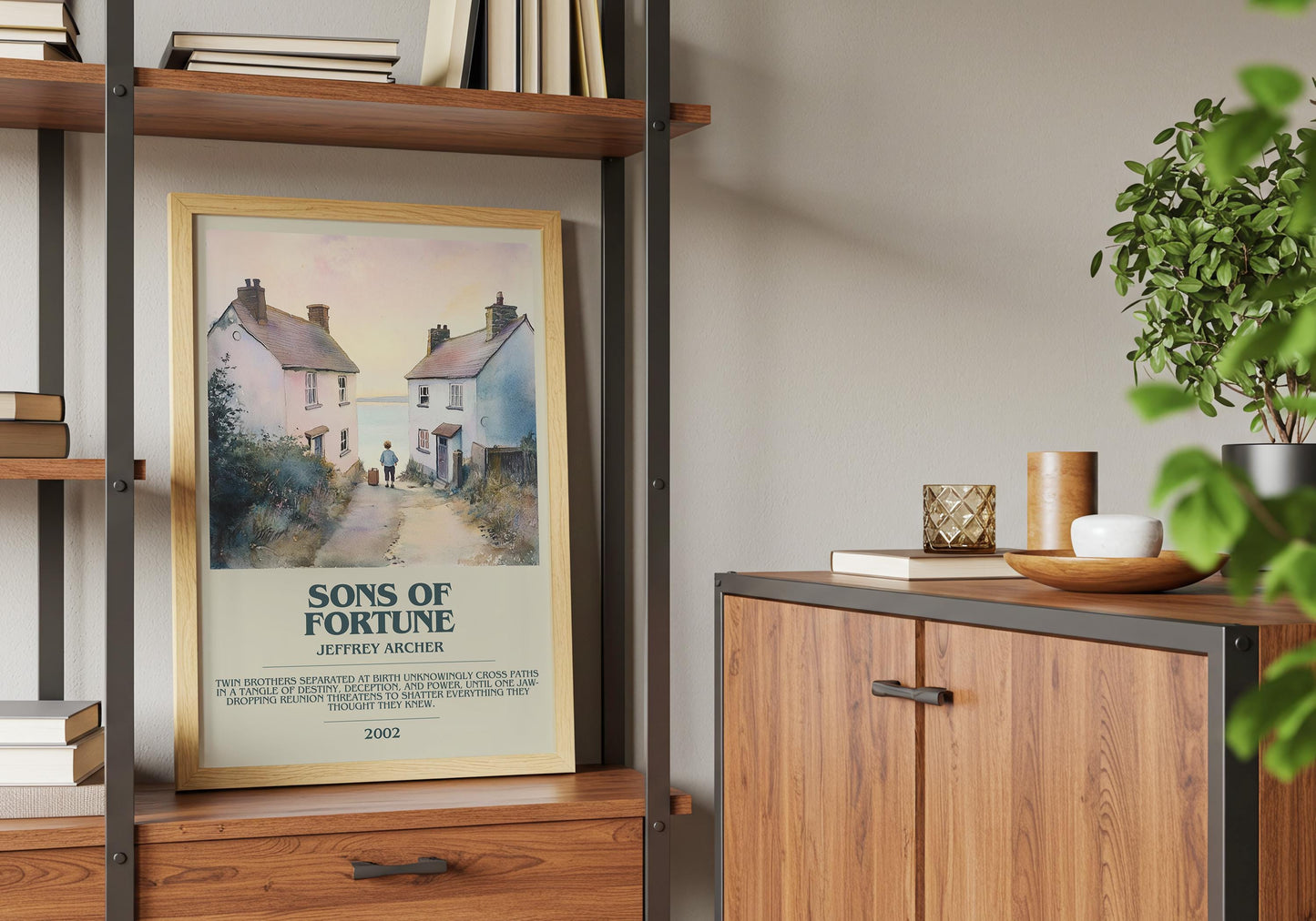 Sons Of Fortune by Jeffrey Archer Descriptive Poster Print. Free Delivery Wall Art Author & Blurb Book Artwork Novel