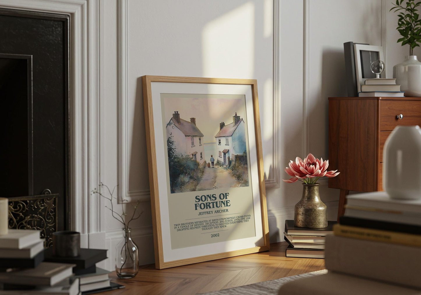 Sons Of Fortune by Jeffrey Archer Descriptive Poster Print. Free Delivery Wall Art Author & Blurb Book Artwork Novel