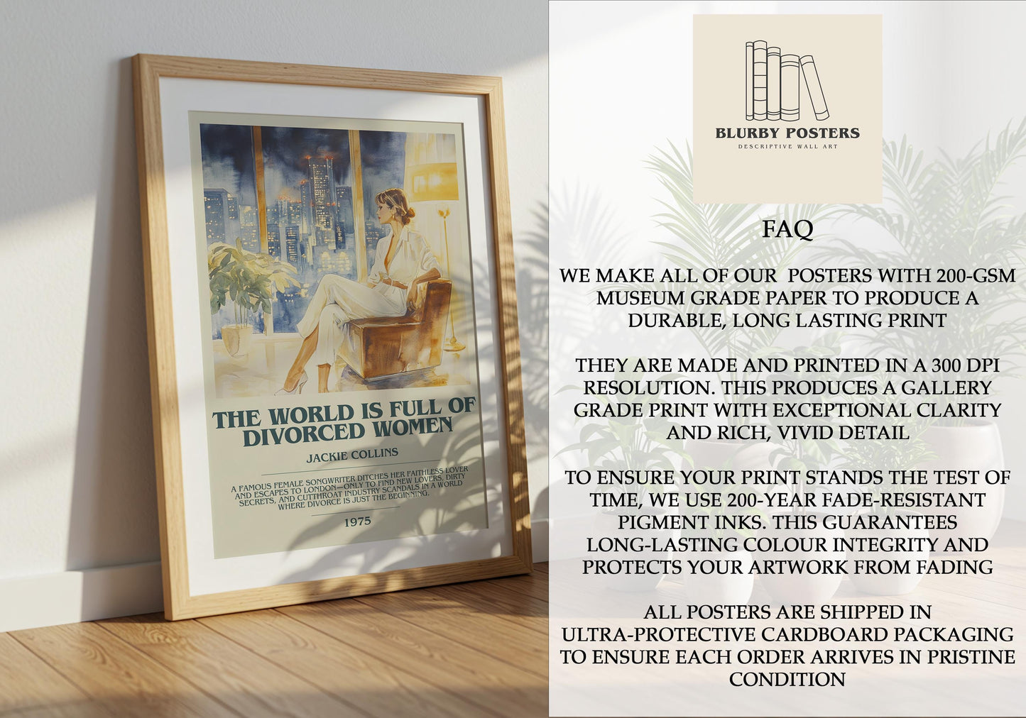 The World Is Full Of Divorced Women by Jackie Collins | Descriptive Book Poster | Modern