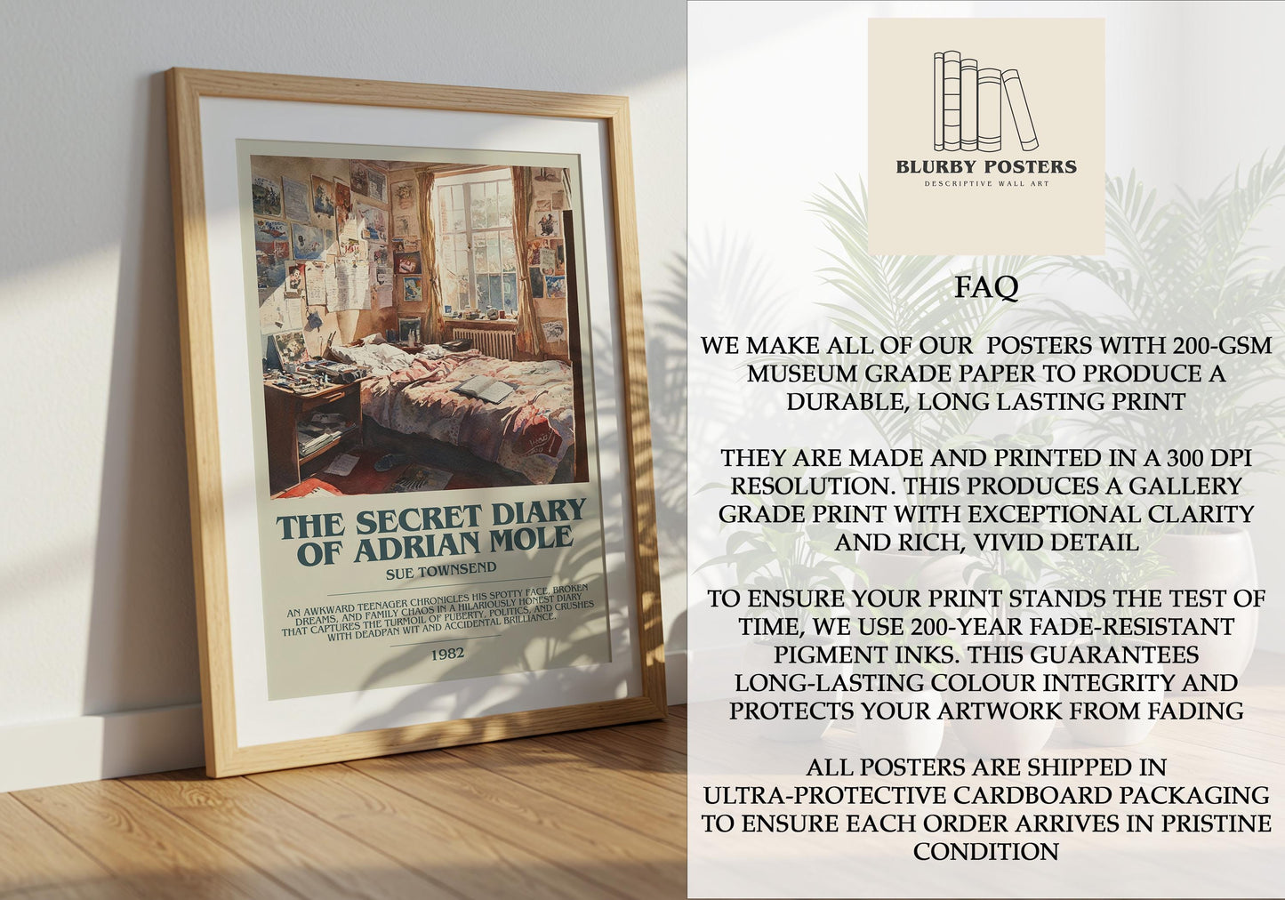 The Secret Diary Of Adrian Mole by Sue Townsend | Descriptive Book Poster | Modern