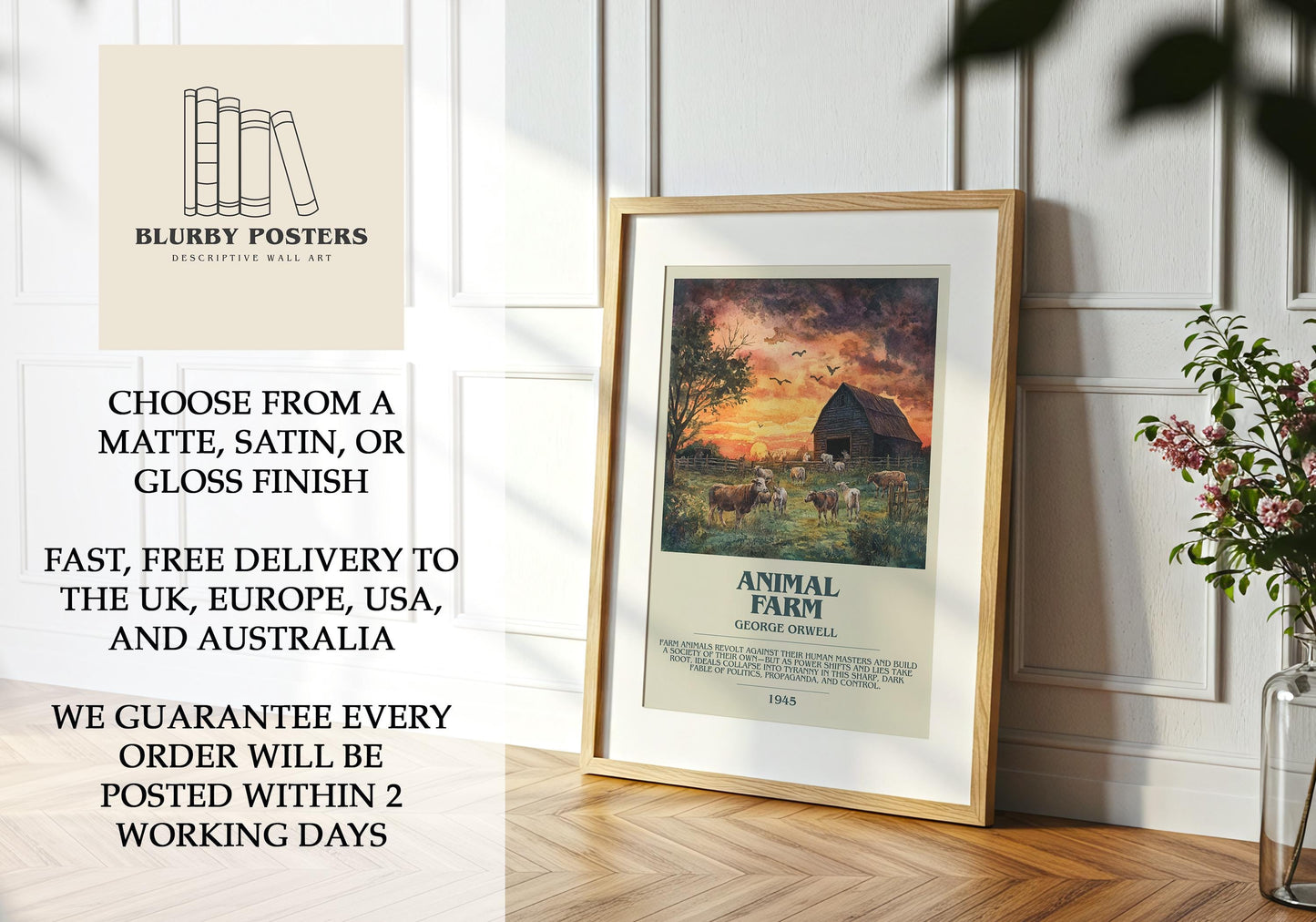 Animal Farm by George Orwell | Descriptive Book Poster | Modern