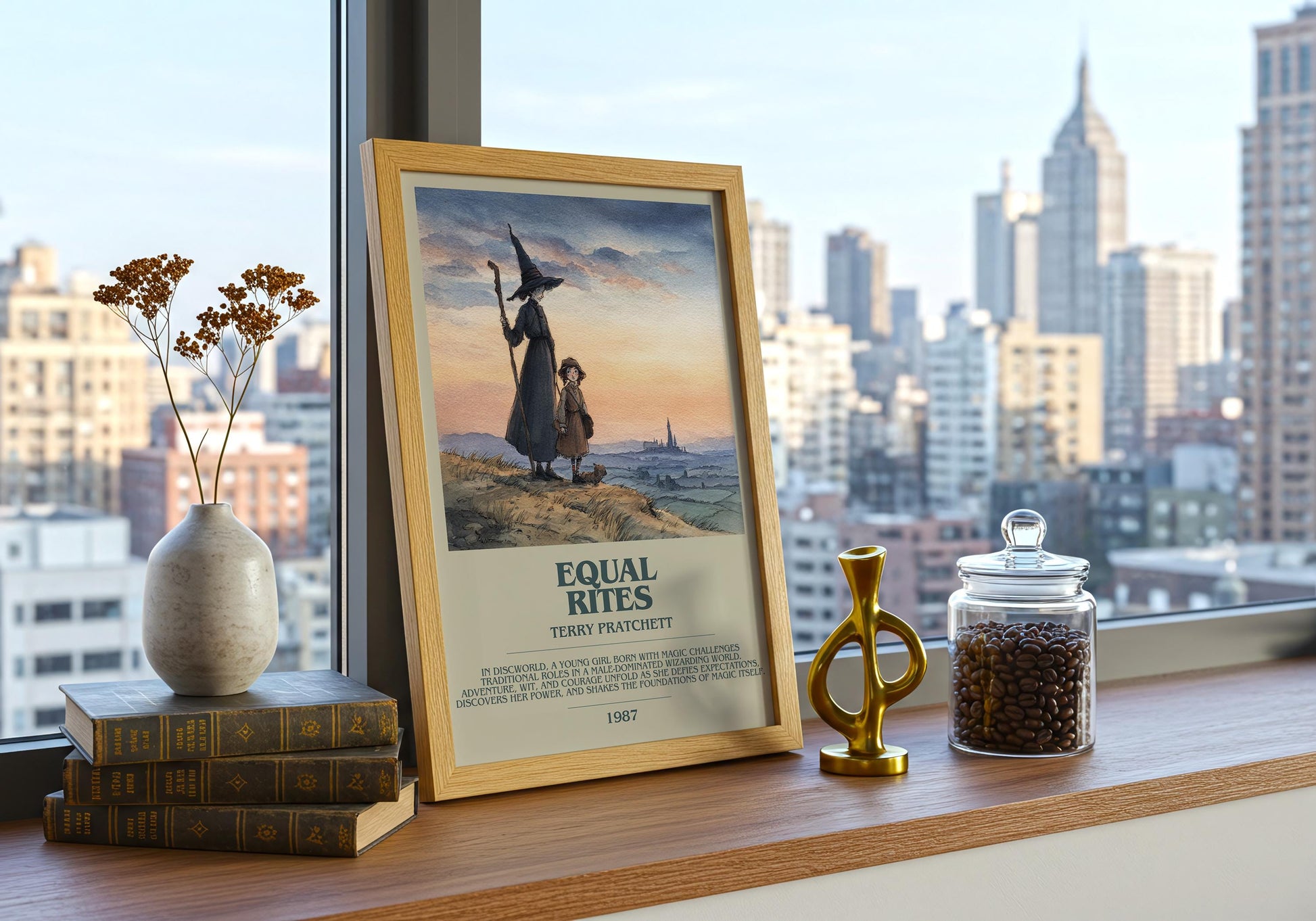 Equal Rites by Terry Pratchett | Descriptive Book Poster | Modern