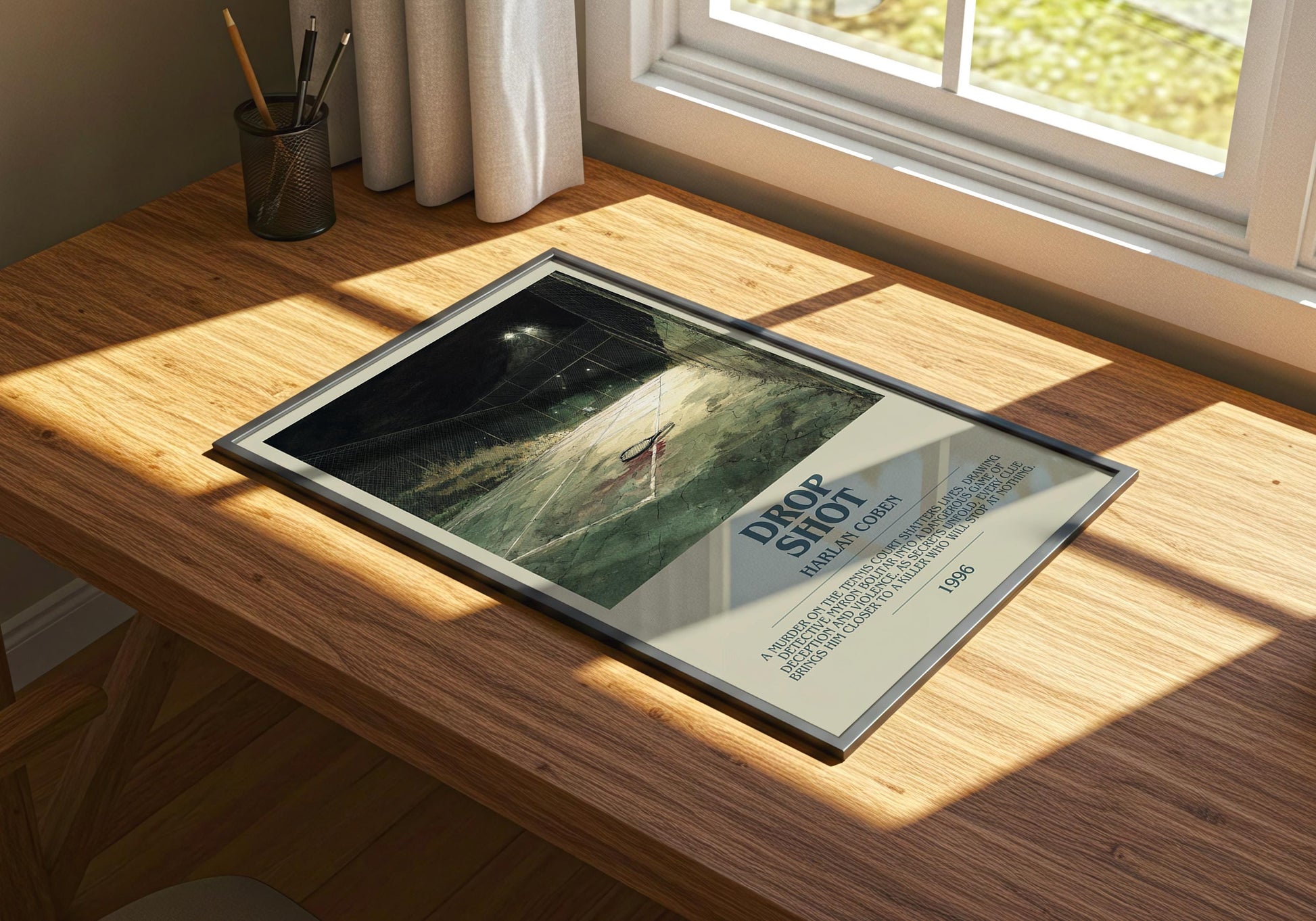 Drop Shot by Harlan Coben | Descriptive Book Poster | Modern