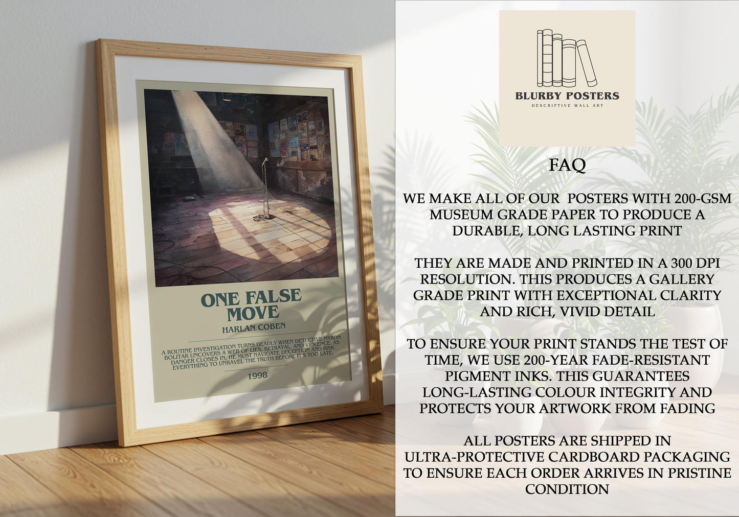 One False Move by Harlan Coben | Descriptive Book Poster | Modern