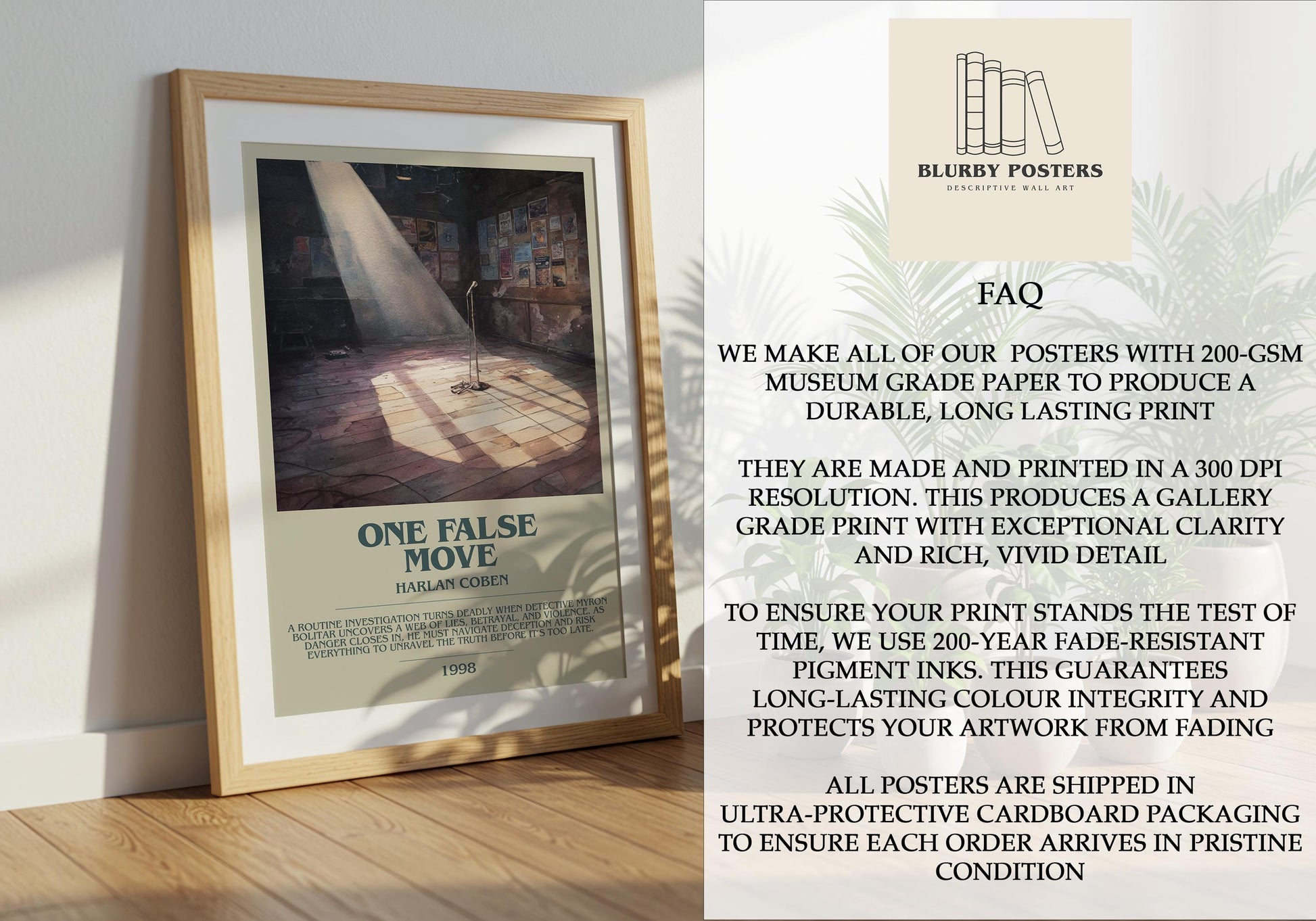 One False Move by Harlan Coben | Descriptive Book Poster | Modern