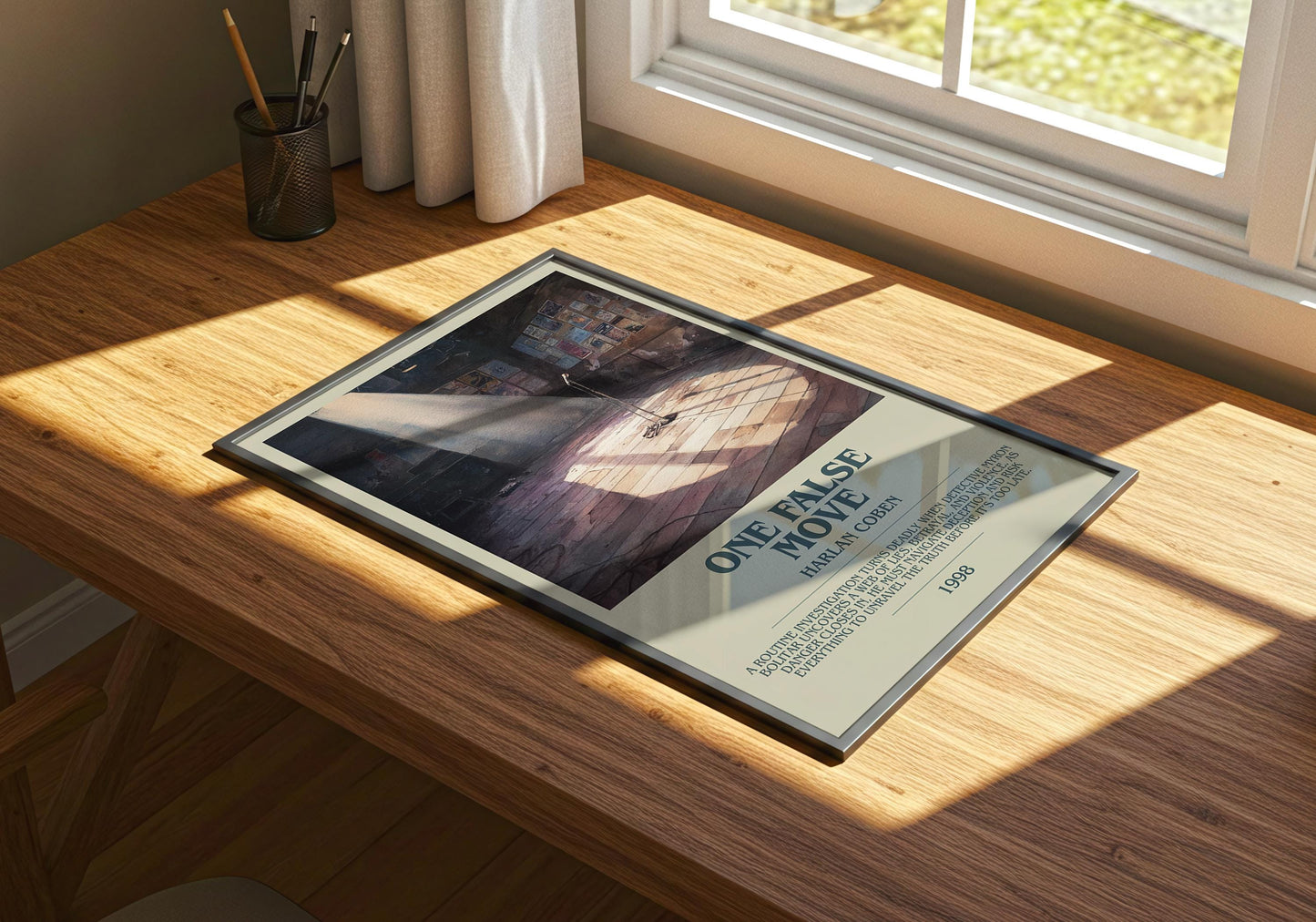 One False Move by Harlan Coben | Descriptive Book Poster | Modern