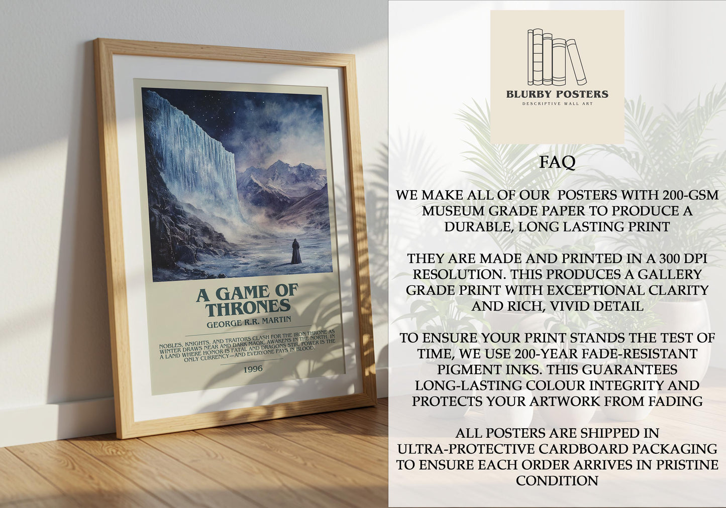 A Game Of Thrones by George R.R. Martin | Descriptive Book Poster | Modern