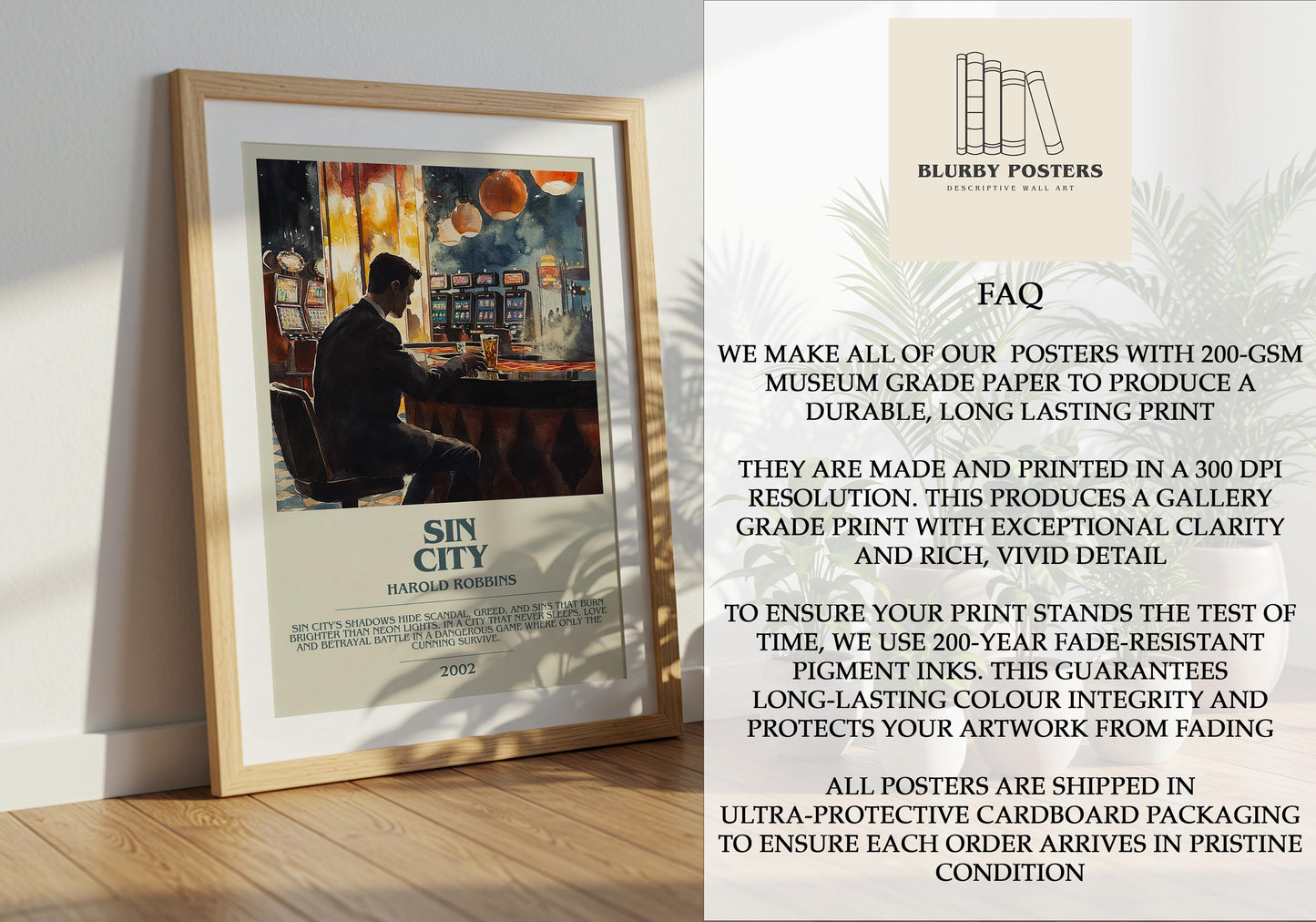 Sin City by Harold Robbins | Descriptive Book Poster | Modern