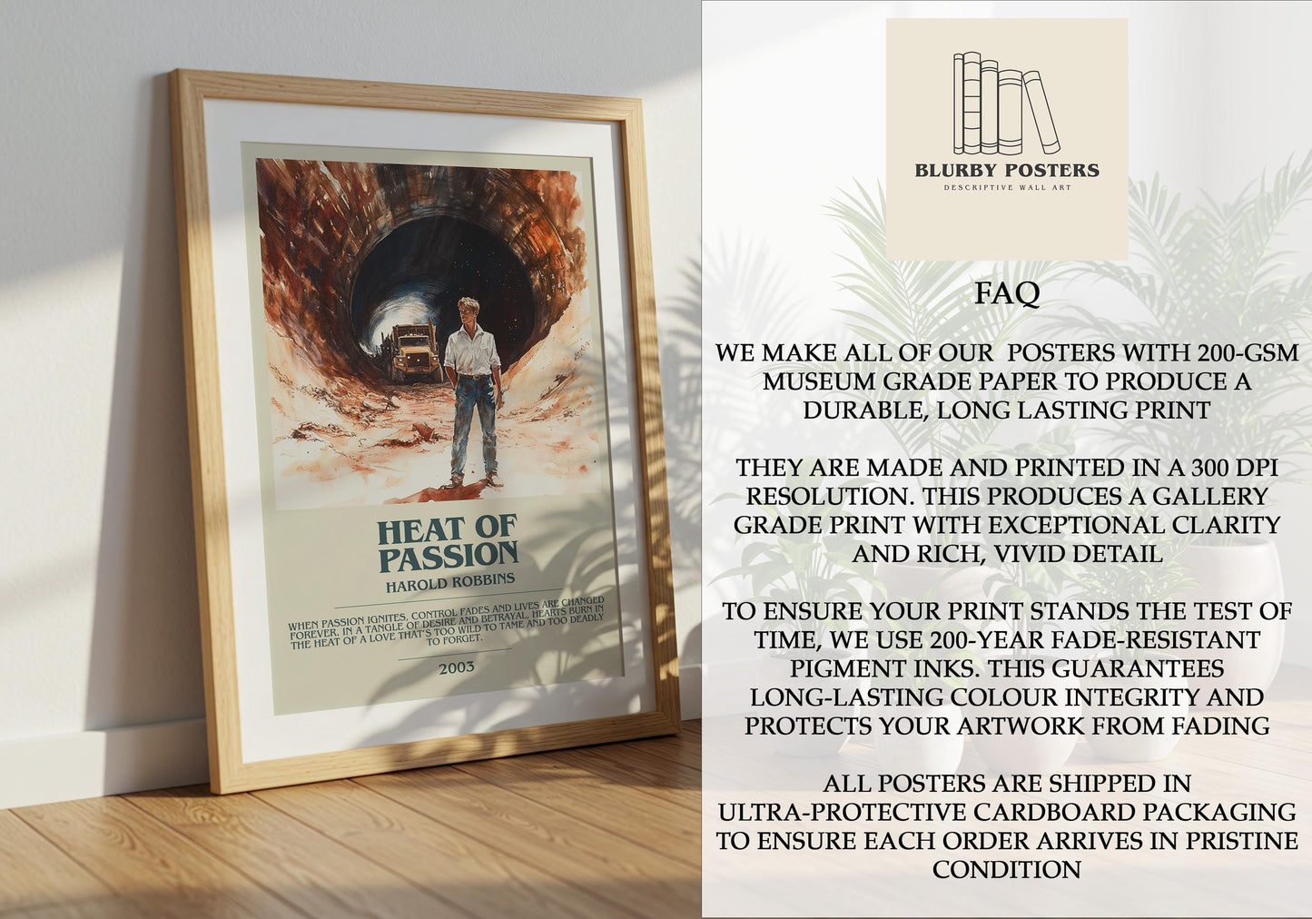 Heat Of Passion by Harold Robbins | Descriptive Book Poster | Modern