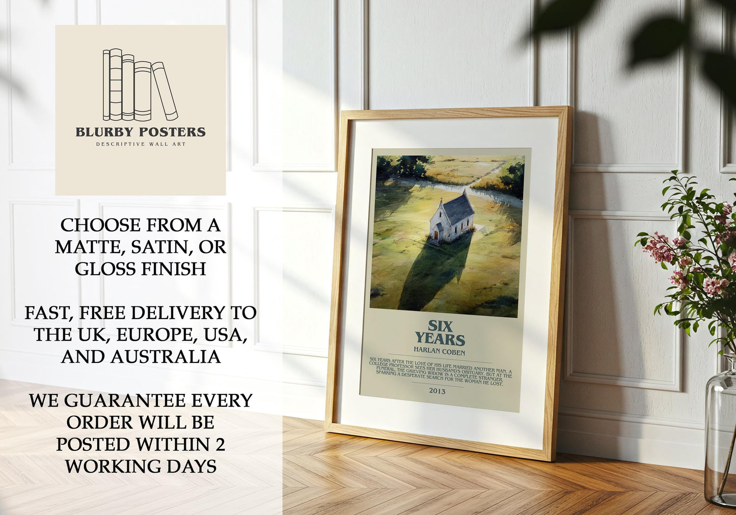 Six Years by Harlan Coben | Descriptive Book Poster | Modern