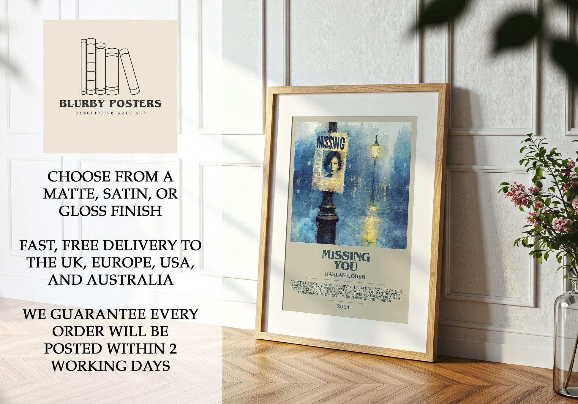 Missing You by Harlan Coben | Descriptive Book Poster | Modern