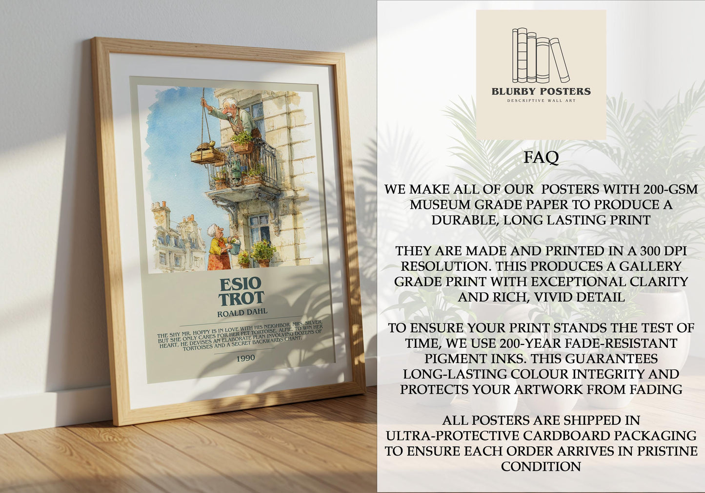 Esio Trot by Roald Dahl | Descriptive Book Poster | Modern