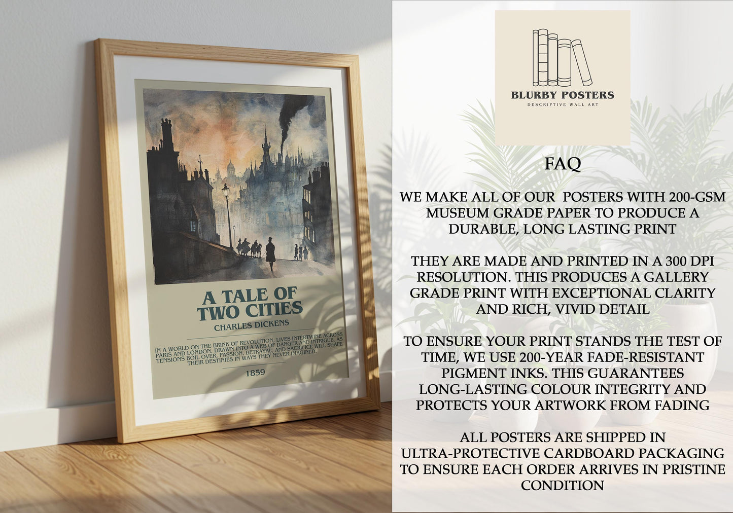 A Tale Of Two Cities by Charles Dickens | Descriptive Book Poster | Modern