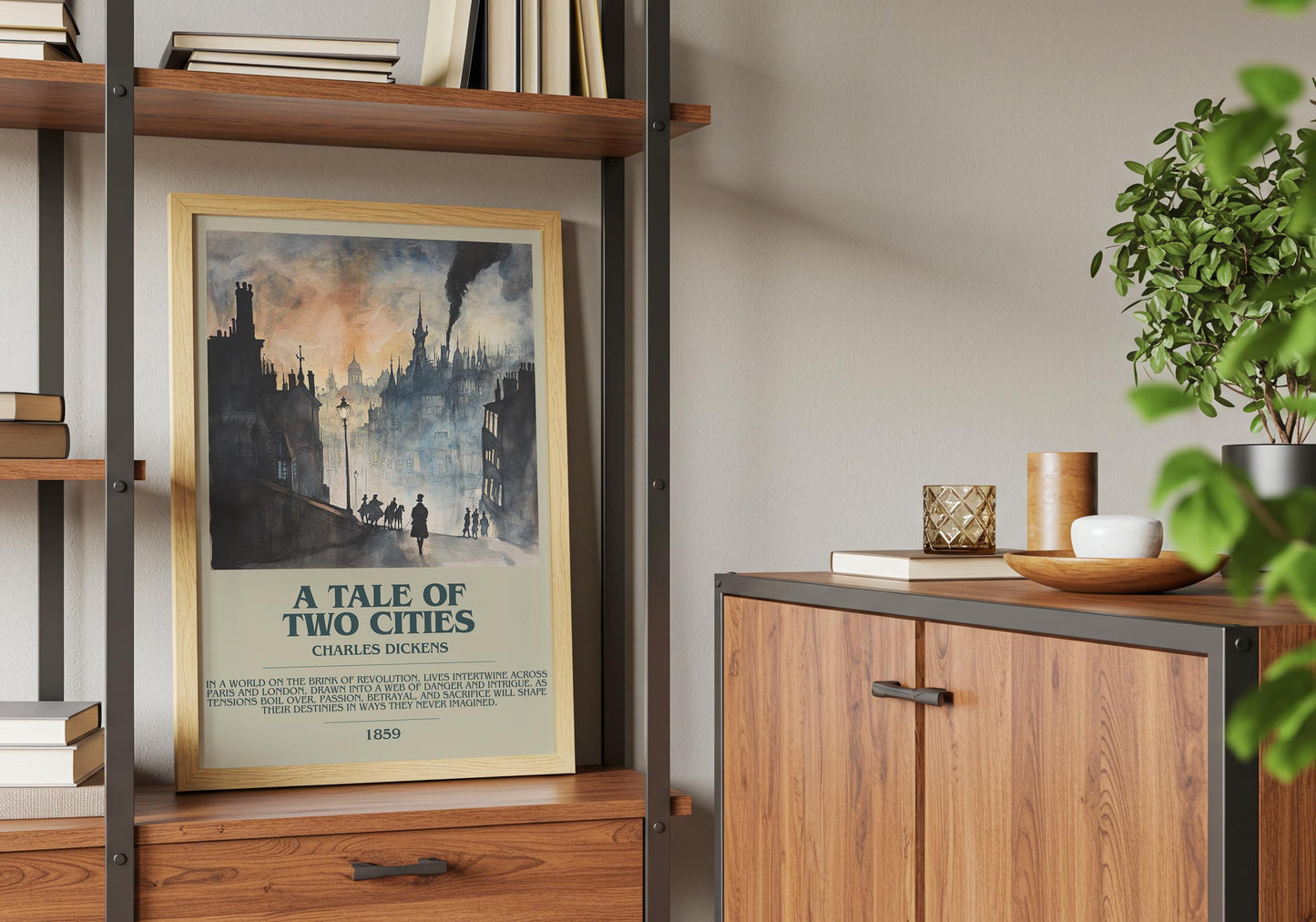 A Tale Of Two Cities by Charles Dickens | Descriptive Book Poster | Modern