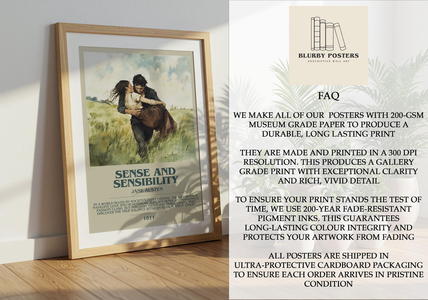Sense and Sensibility by Jane Austen | Descriptive Book Poster | Modern