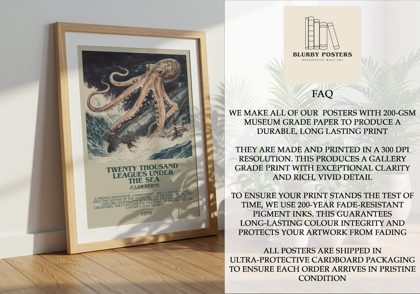 Twenty Thousand Leagues Under The Sea by Julius Verne | Descriptive Book Poster | Modern