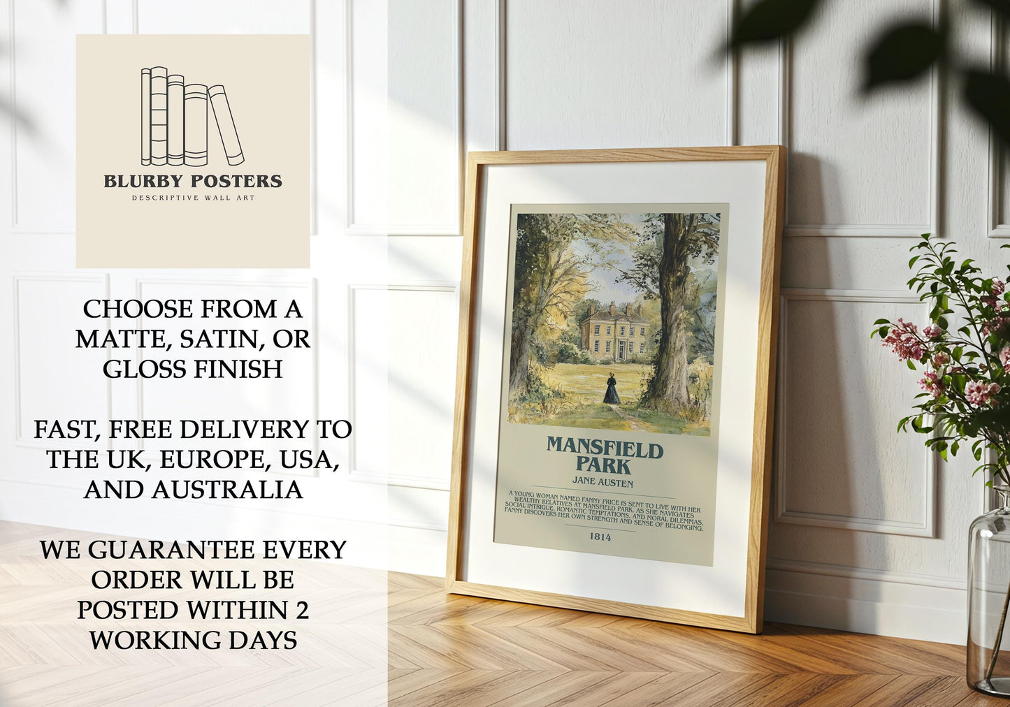 Mansfield Park by Jane Austen | Descriptive Book Poster | Modern