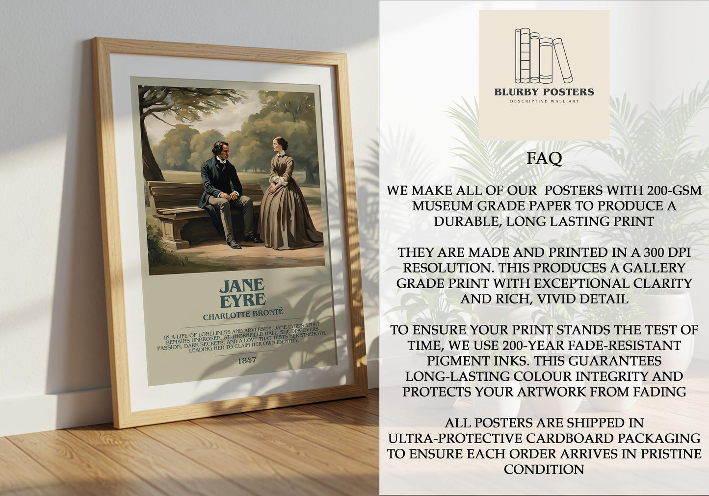 Jane Eyre by Charlotte Bronte | Descriptive Book Poster | Modern