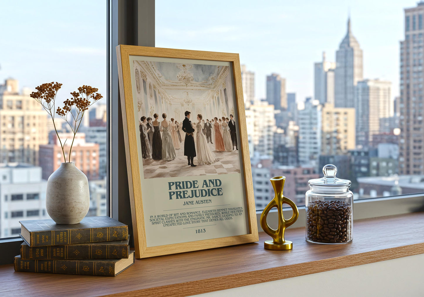 Pride and Prejudice by Jane Austen | Descriptive Book Poster | Modern