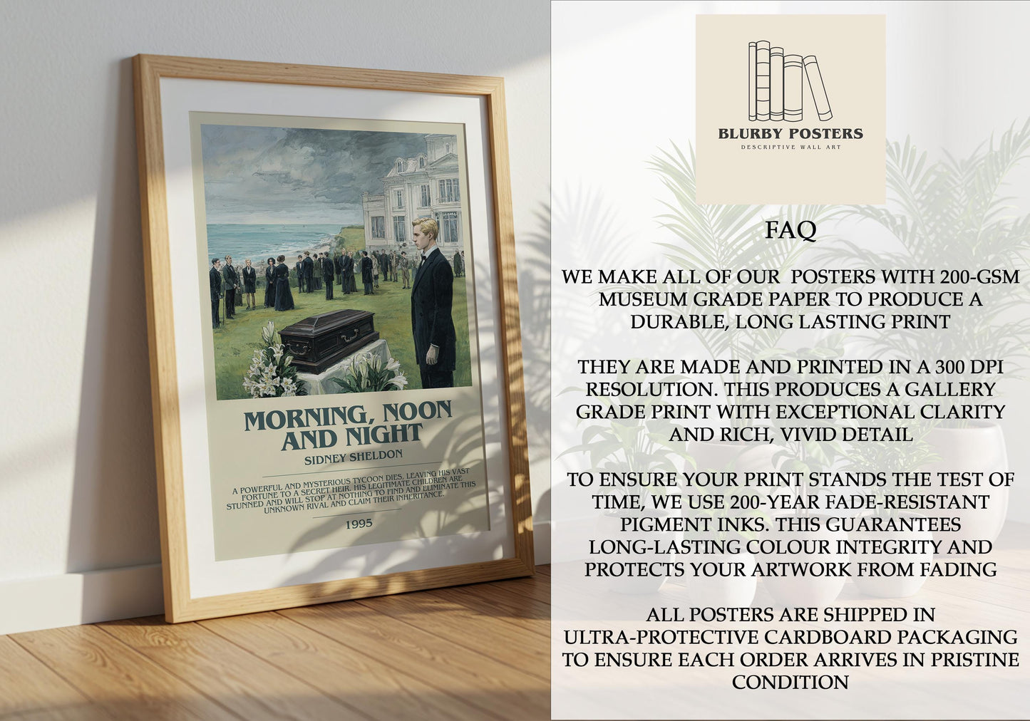 Morning, Noon and Night by Sidney Sheldon | Descriptive Book Poster | Modern