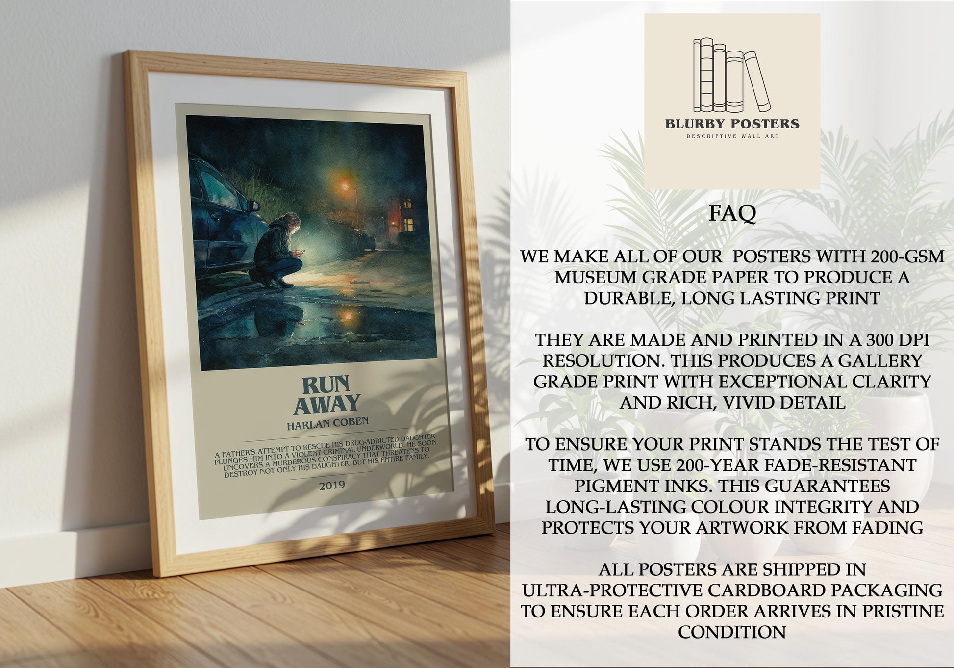 Run Away by Harlan Coben | Descriptive Book Poster | Modern