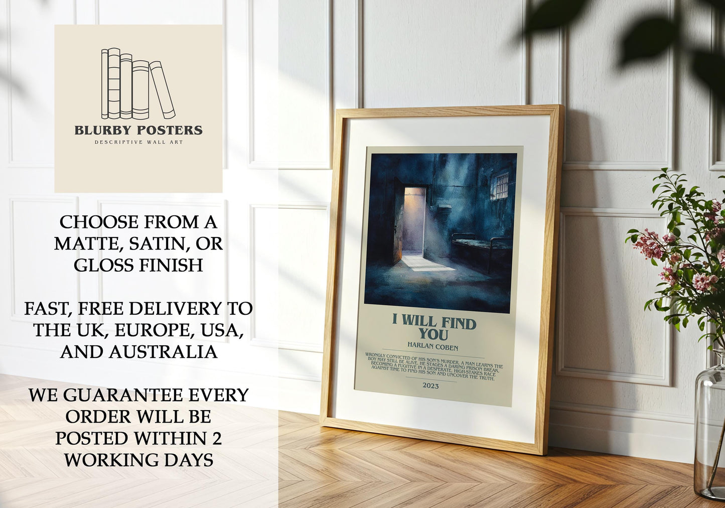 I Will Find You by Harlan Coben | Descriptive Book Poster | Modern