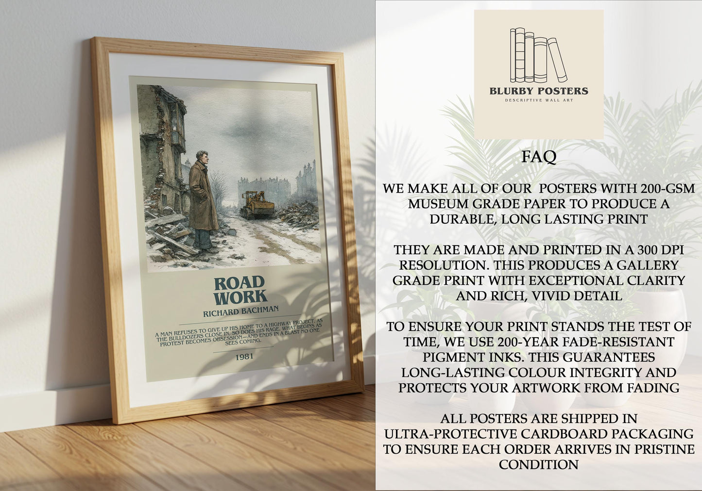 Roadwork by Richard Bachman | Descriptive Book Poster | Modern