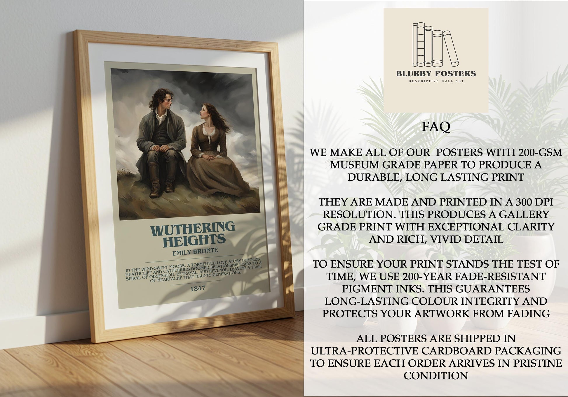 Wuthering Heights by Charlotte Bronte | Descriptive Book Poster | Modern
