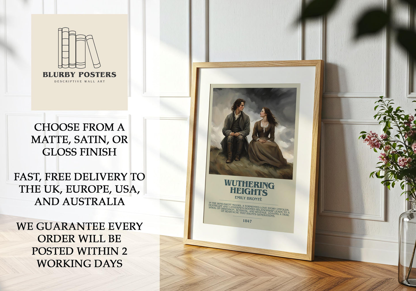 Wuthering Heights by Charlotte Bronte | Descriptive Book Poster | Modern