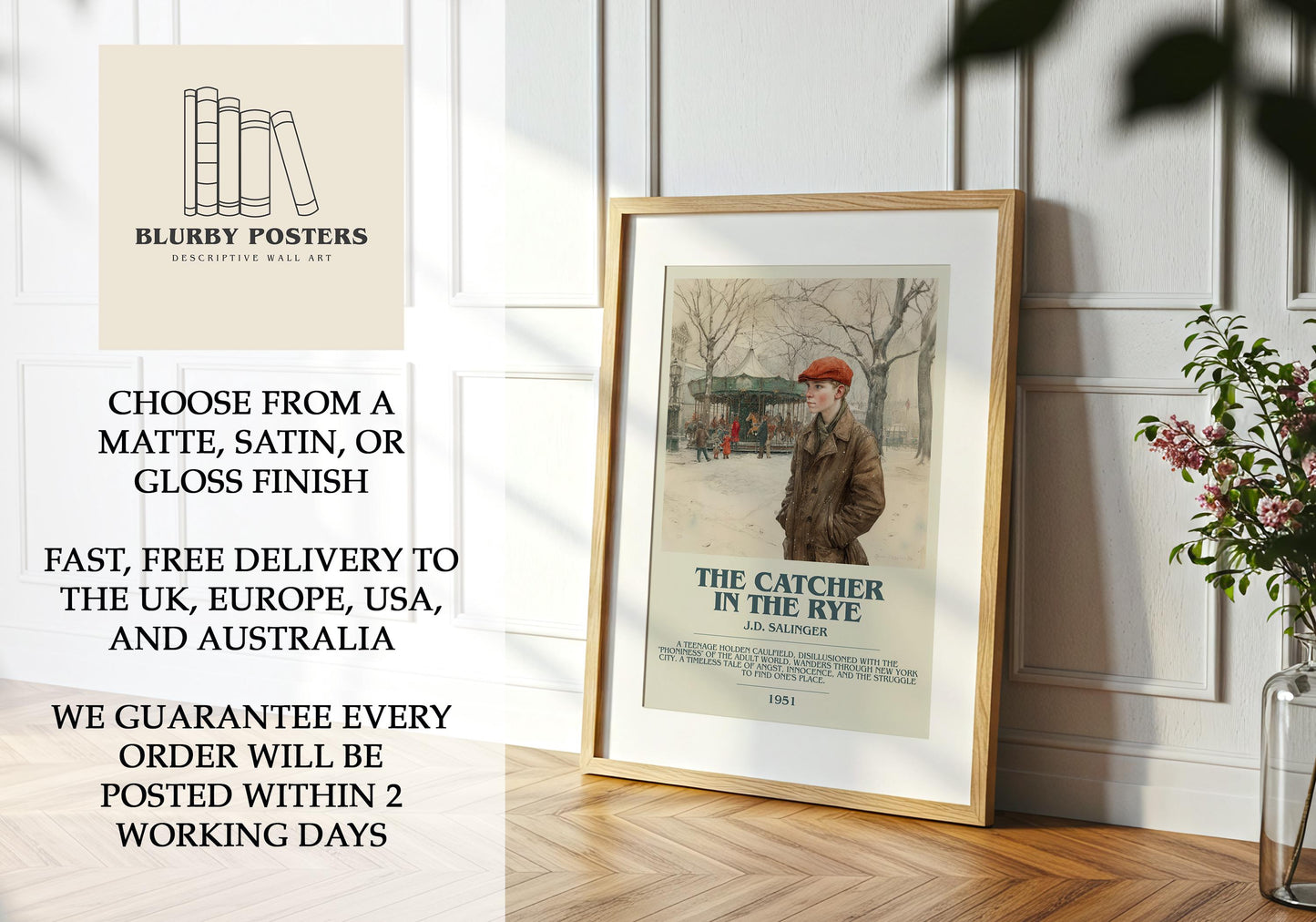 The Catcher In The Rye by J.D. Salinger | Descriptive Book Poster | Modern