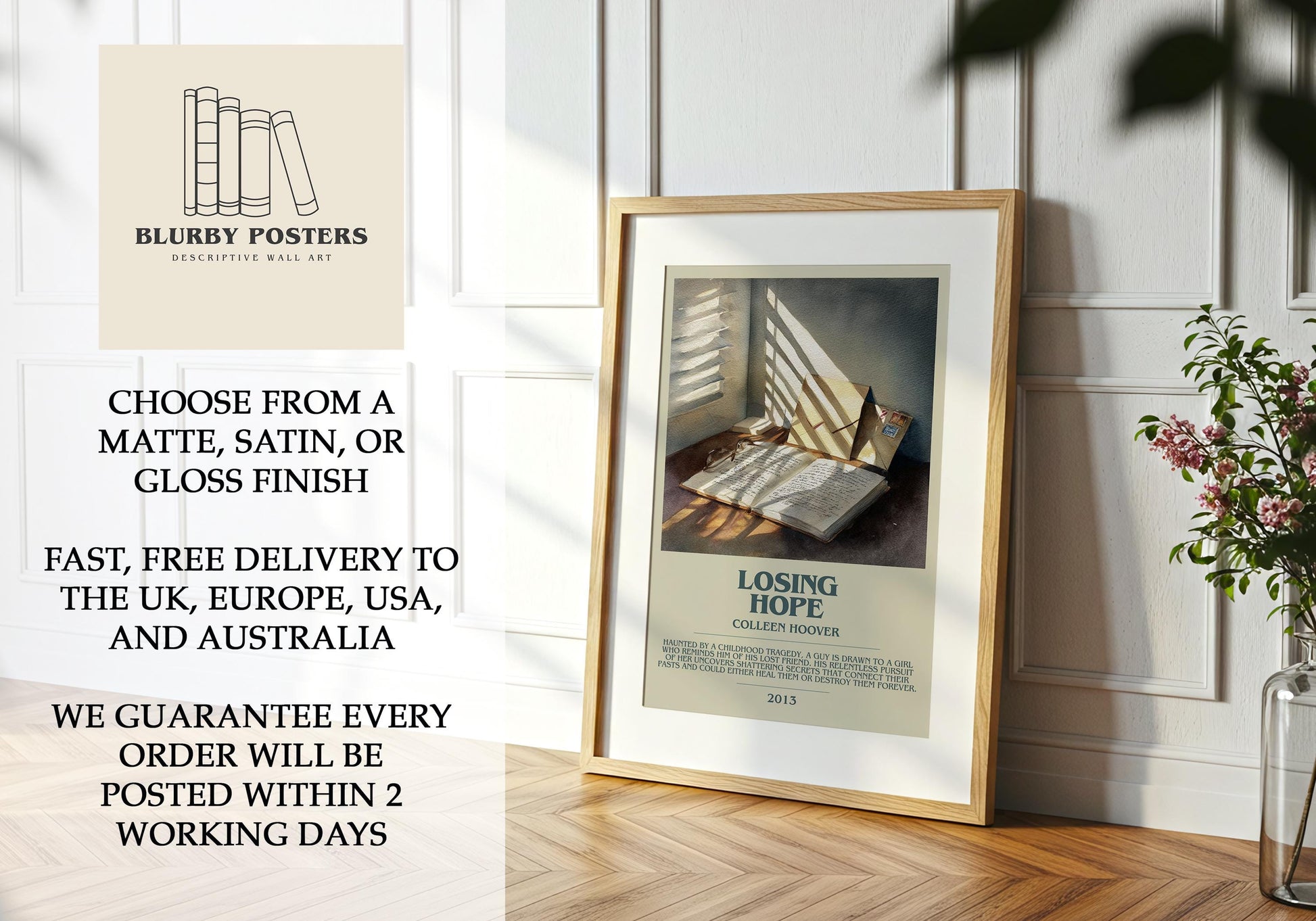 Loosing Hope by Colleen Hoover | Descriptive Book Poster | Modern