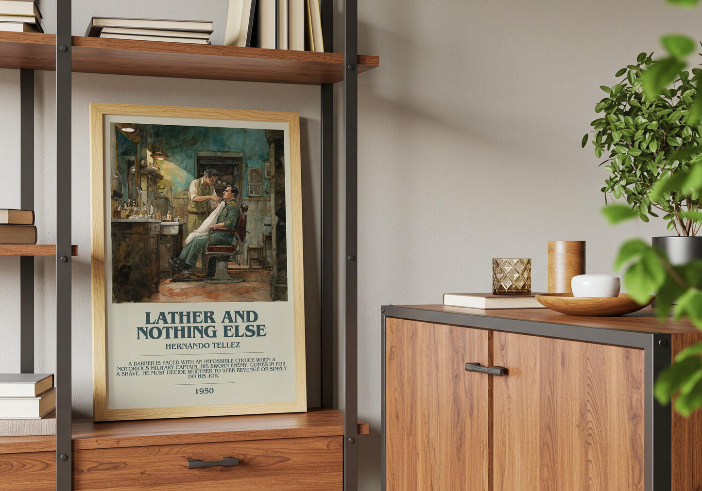 Lather and Nothing Else by Hernando Tellez | Descriptive Book Poster | Modern