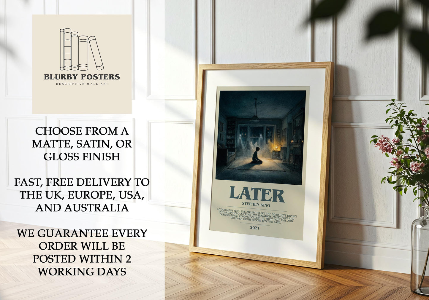 Later by Stephen King | Descriptive Book Poster | Modern