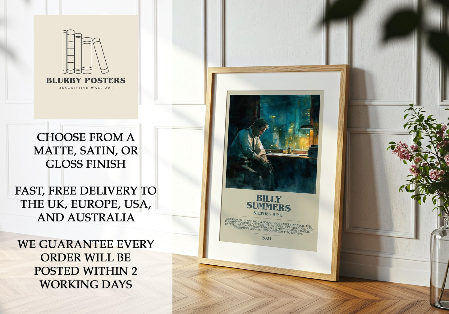 Billy Summers by Stephen King | Descriptive Book Poster | Modern