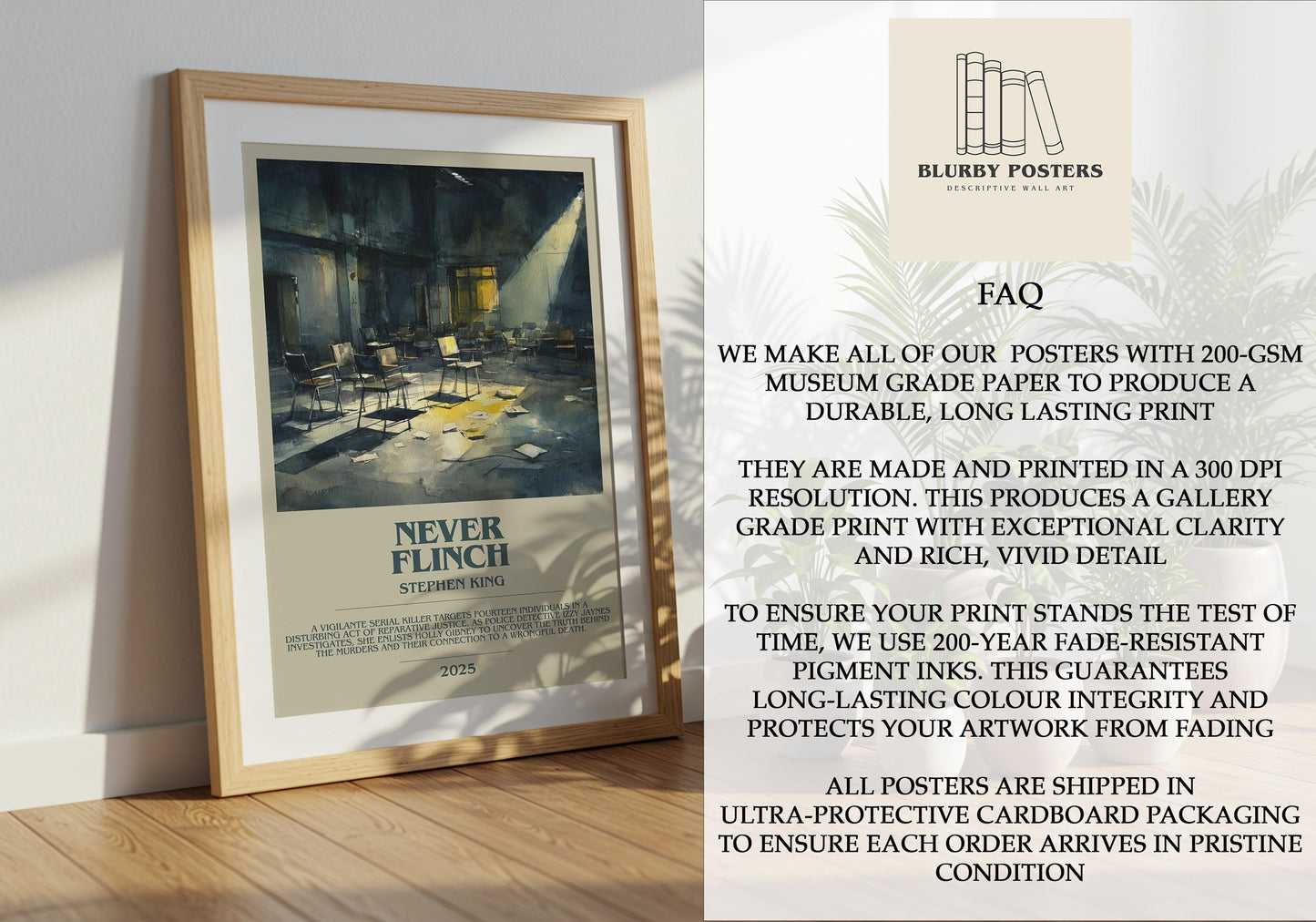 Never Flinch by Stephen King | Descriptive Book Poster | Modern