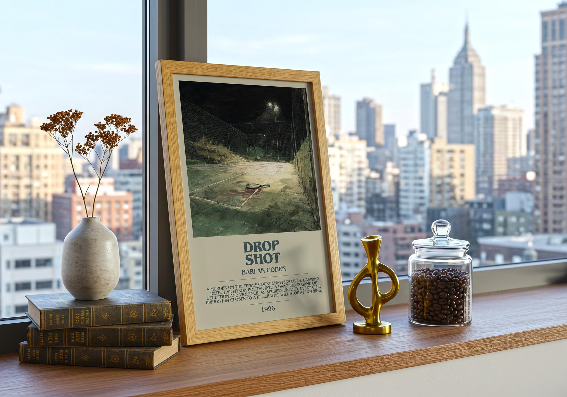 Drop Shot by Harlan Coben | Descriptive Book Poster | Modern
