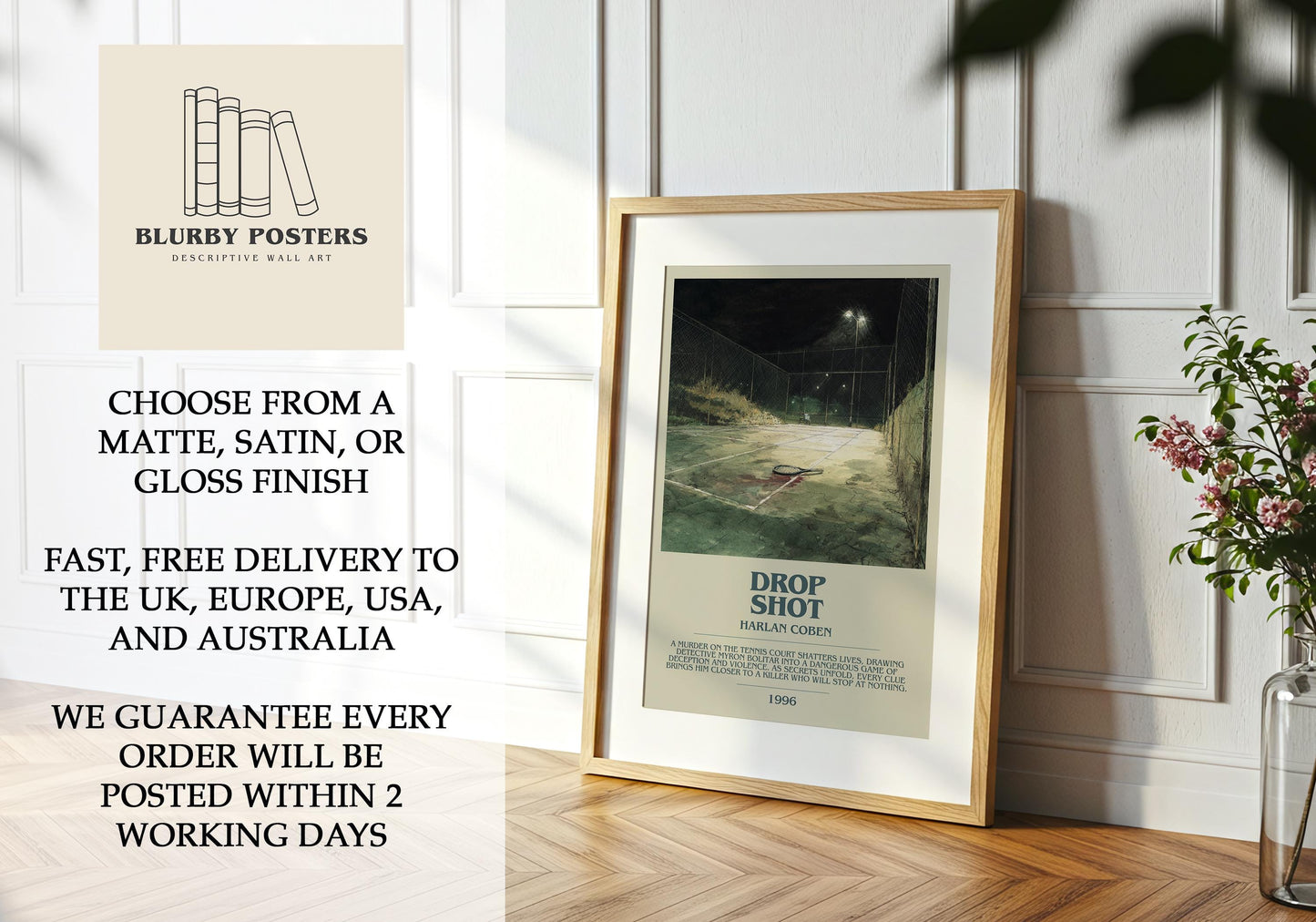 Drop Shot by Harlan Coben | Descriptive Book Poster | Modern