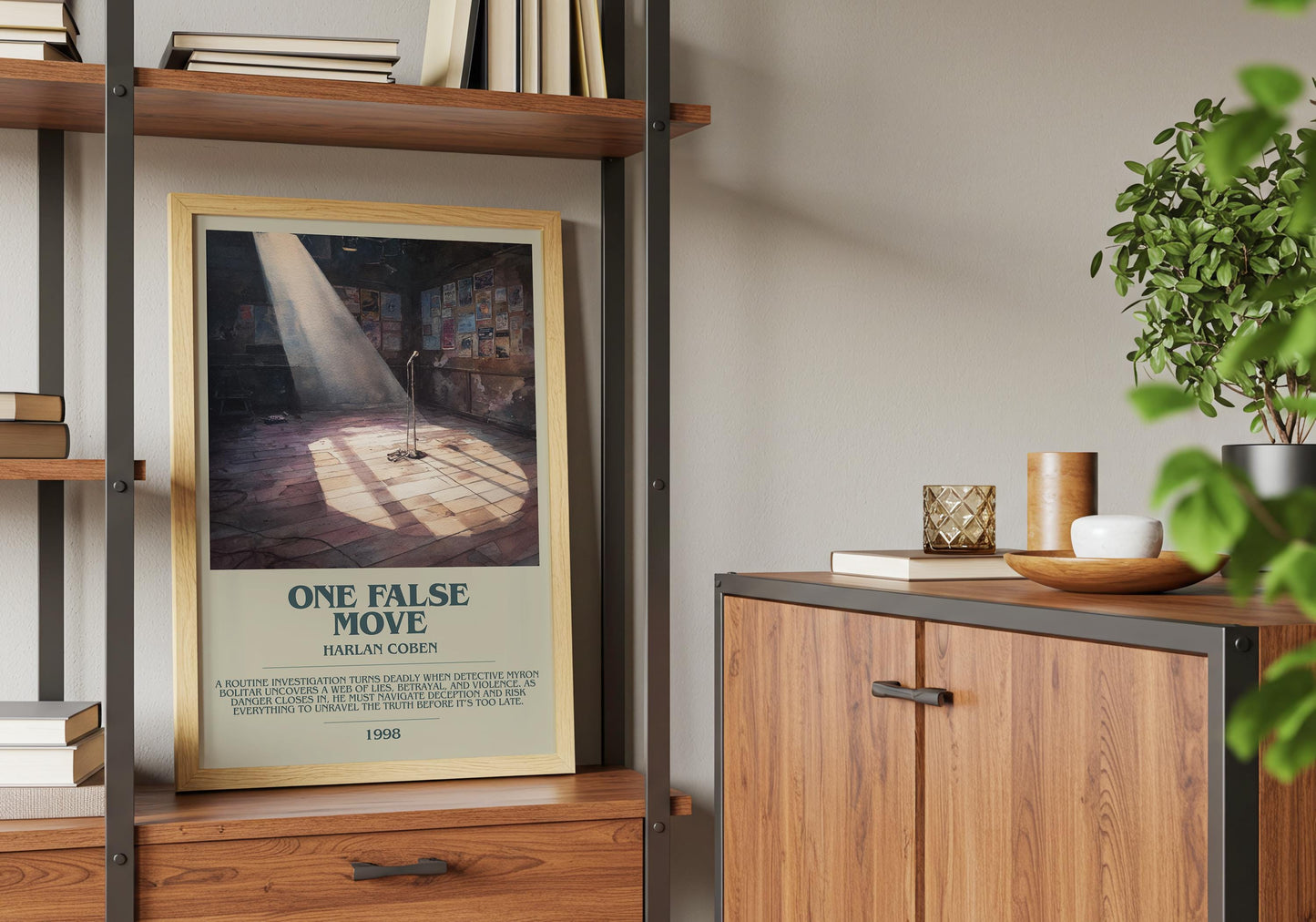 One False Move by Harlan Coben | Descriptive Book Poster | Modern