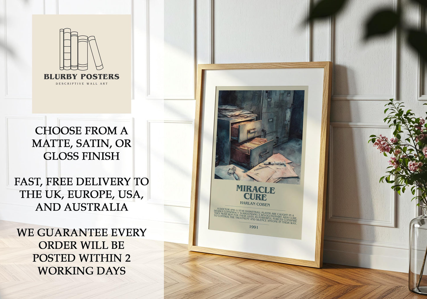 Miracle Cure by Harlan Coben | Descriptive Book Poster | Modern