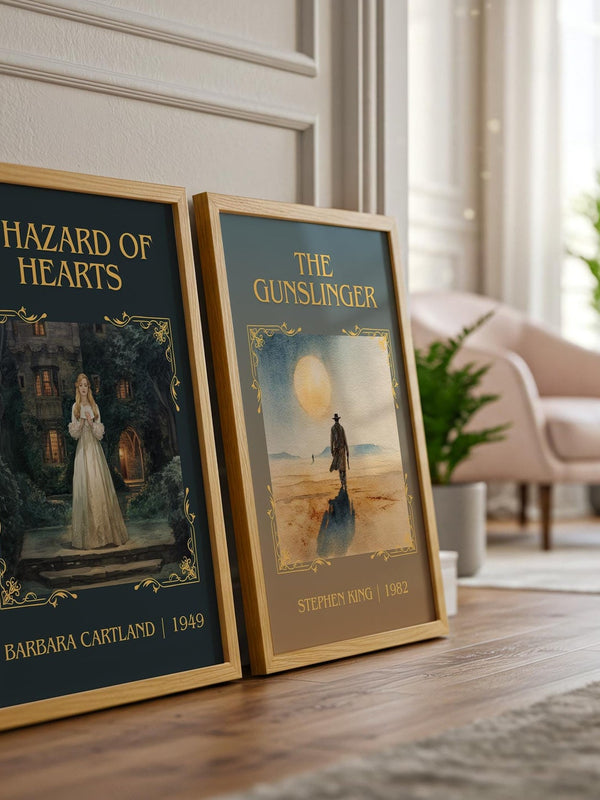 The Gunslinger classic book art print on bookshelf – Stephen King fan gift
