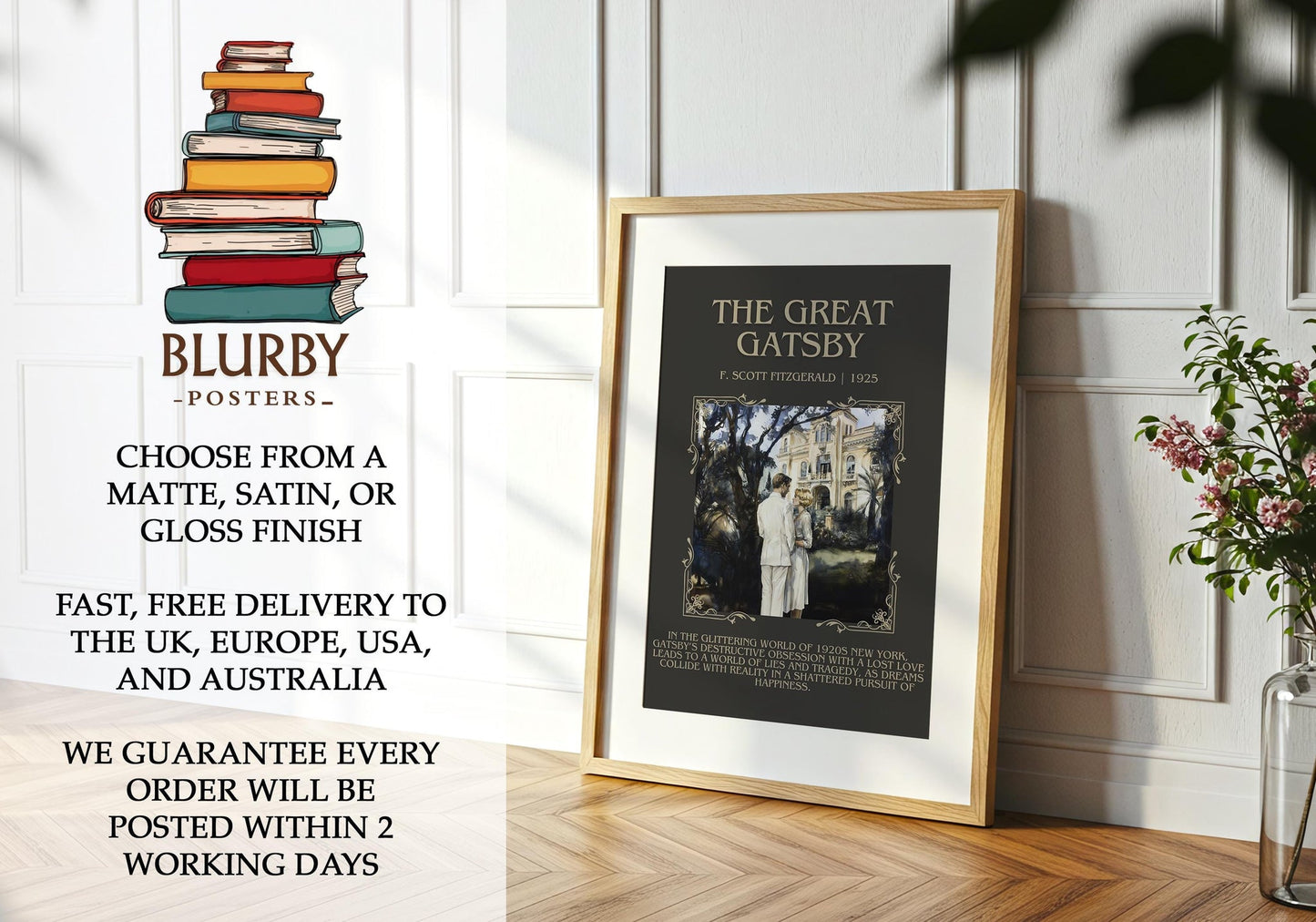 The Great Gatsby minimalist literary print detail – F. Scott Fitzgerald book art