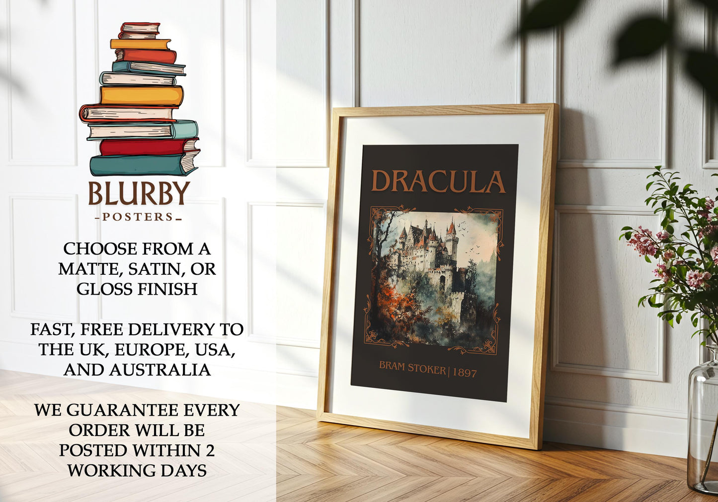 Dracula book poster packaging – museum-quality print rolled in protective tube
