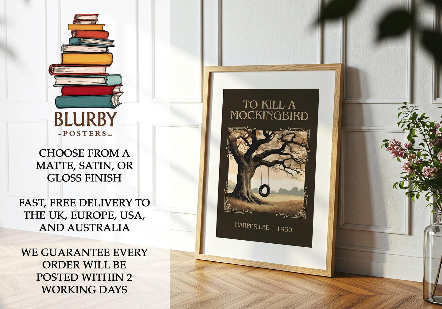 To Kill A Mockingbird book poster packaging – museum-quality print rolled in protective tube